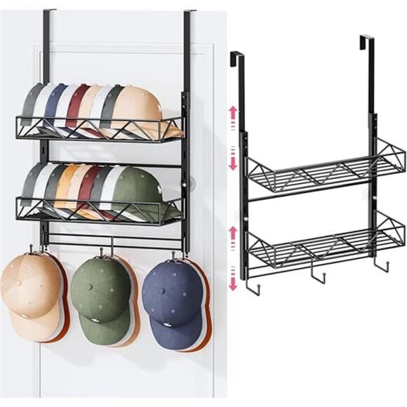 Over Door Hat Organizer Baseball Cap Rack Wall Mounted Storage Holds 29 Hats - Picture 7 of 7